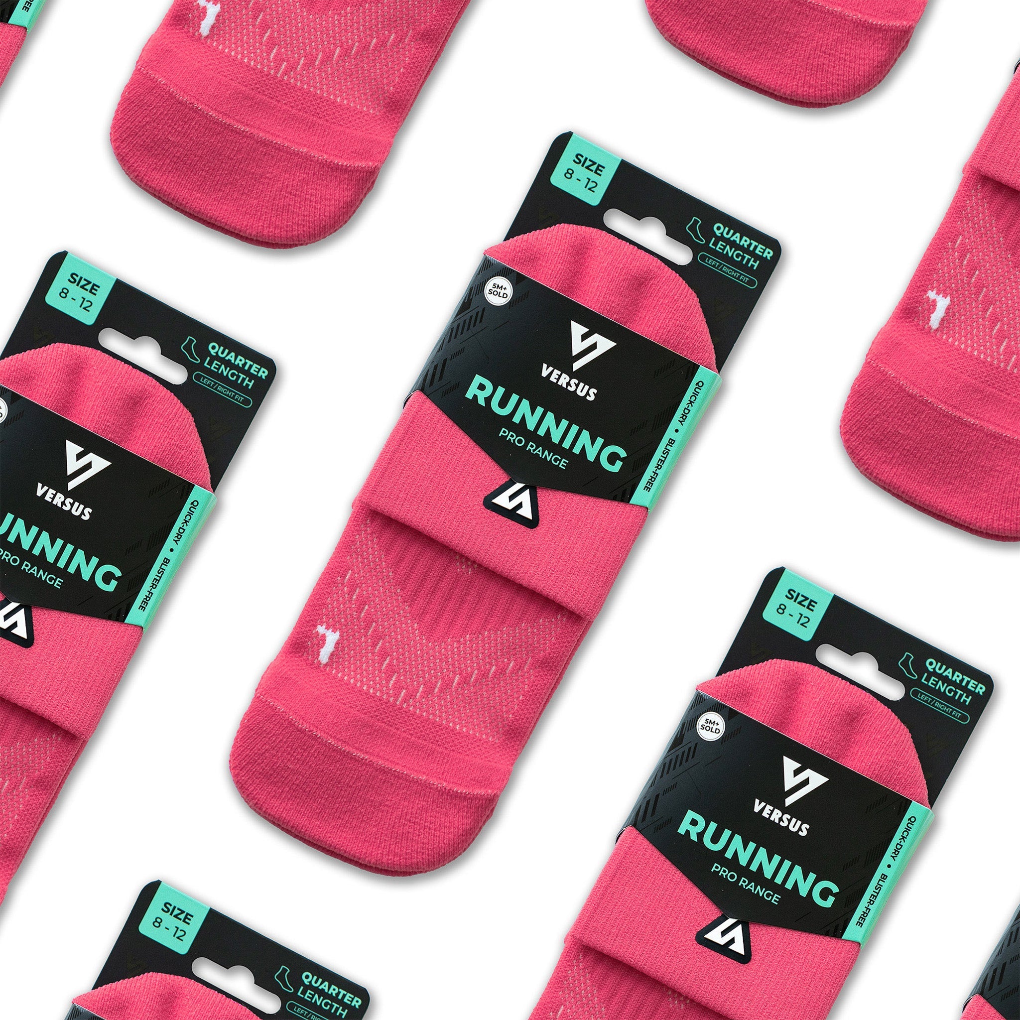 Popsicle Pink Running Quarter Socks