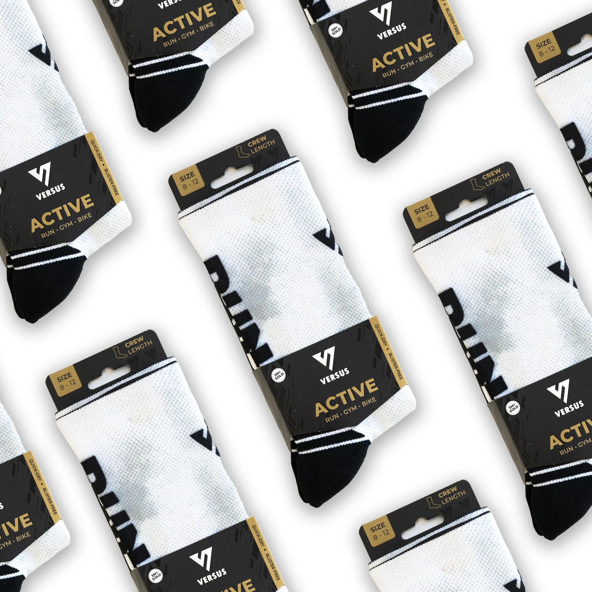 RUN White Active Crew Socks